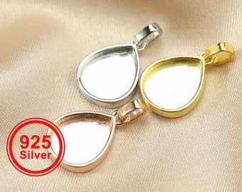 Kit de joyería de recuerdo para hacer tú mismo un collar de plata 925 con forma de lágrima.
