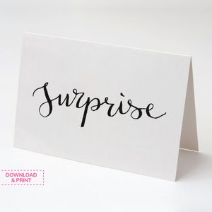surprise printable card with editable text inside only front etsy