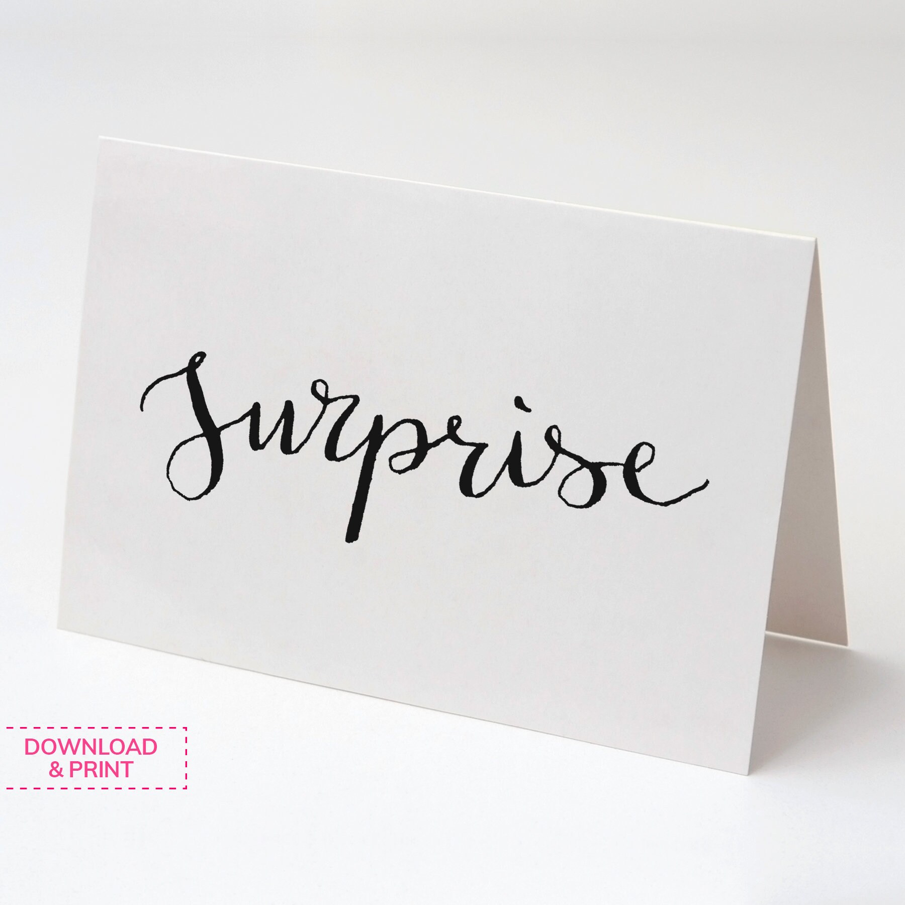 SURPRISE Printable card Calligraphy card Printables greeting | Etsy
