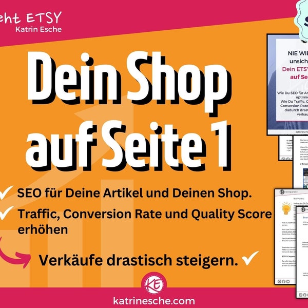 Etsy Seo Anleitung, höher Ranken in der ETSY Suche, Seo-Optimierung, eBook für Deinen ETSY Shop,  Shop Anleitung