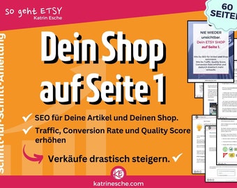 Etsy Seo Anleitung, höher Ranken in der ETSY Suche, Seo-Optimierung, eBook für Deinen ETSY Shop,  Shop Anleitung