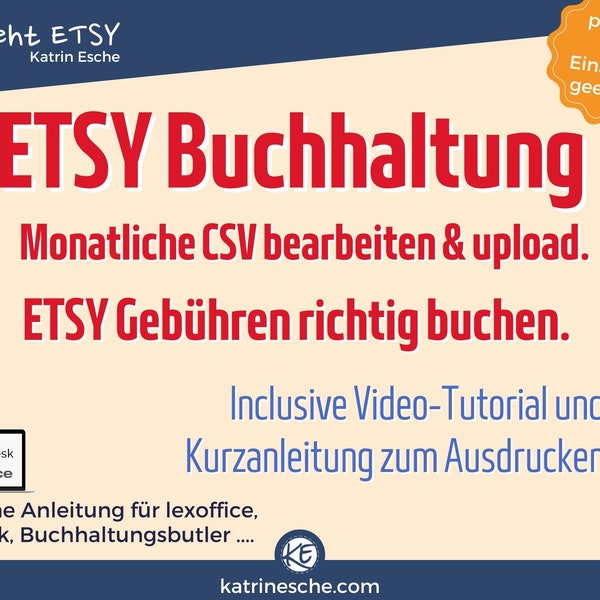 ETSY Buchhaltung CSV Abrechnung Etsy Gebührenabrechnung bearbeiten & Datei-Upload zu Lexoffice, Sevdesk... etsy Rechnung buchen