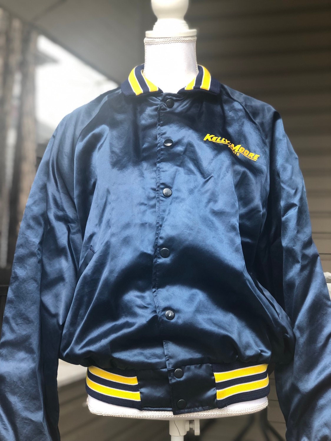 navy blue satin jacket