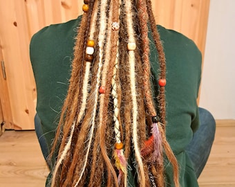 Temporäre Echthaar Dreads - Boho Hair tie Wikinger Zöpfe Dreadwrap Dreadhaargummi Dreadextensions Dreadlocks Dreadverlängerungen