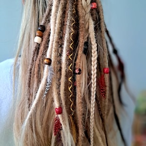 Temporäre Echthaar Dreads - Boho Hair tie Wikinger Zöpfe Dreadwrap Dreadhaargummi Dreadextensions Dreadlocks Dreadverlängerungen