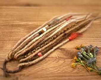 Temporäre Echthaar Dreads - Boho Hair tie Wikinger Zöpfe Dreadwrap Dreadhaargummi Dreadextensions Dreadlocks Dreadverlängerungen