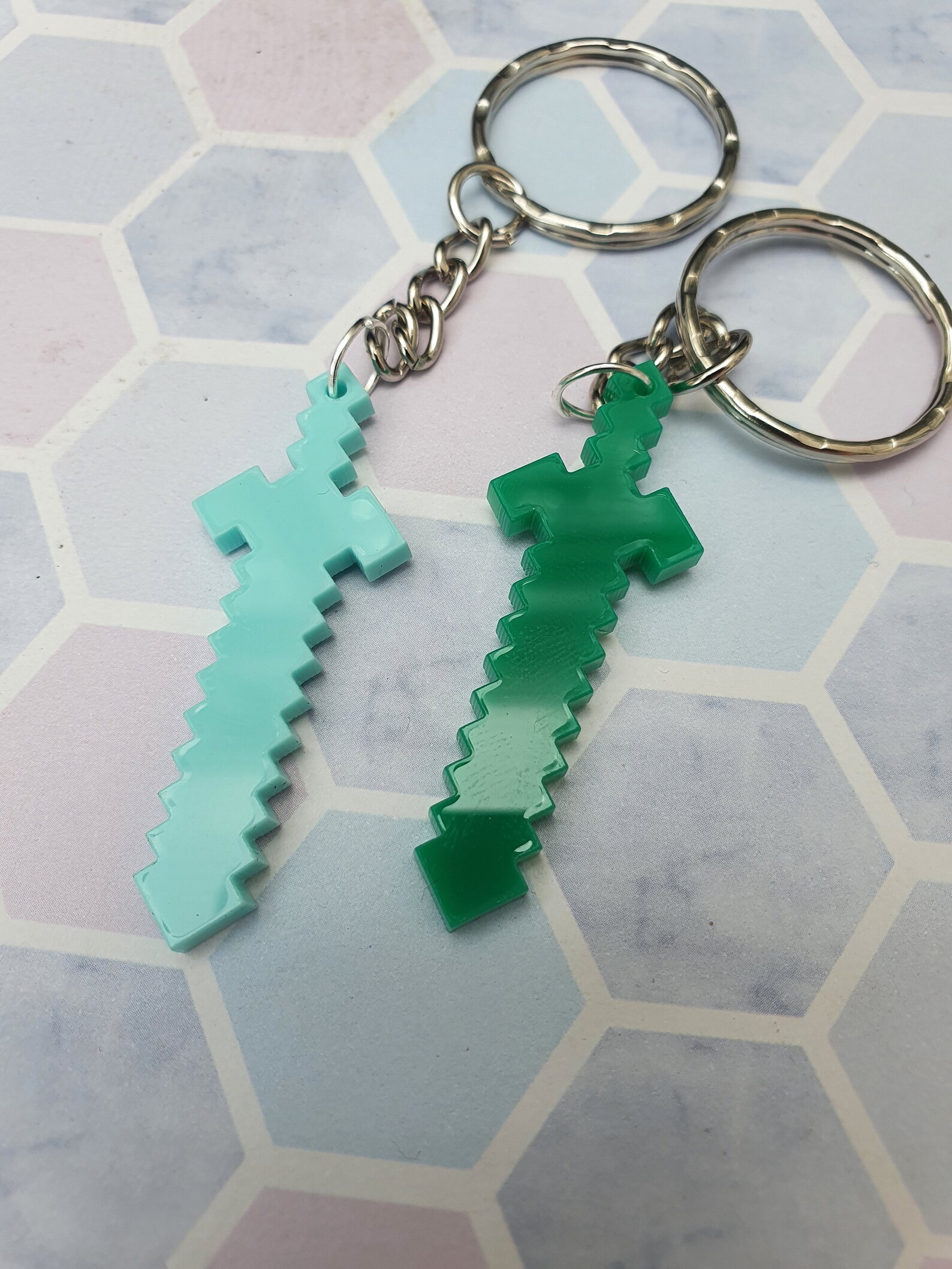 Minecraft sword keyring diamond sword Etsy