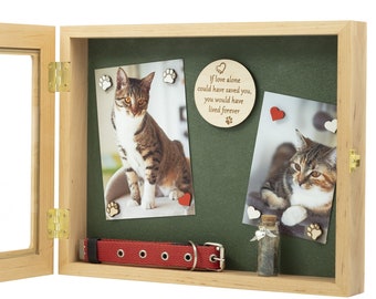 Personalized pet  memorial frame, Custom shadow box, Cat shadow box
