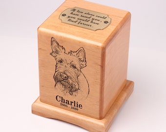 Wooden keepsake box, Scottish terrier, Dog ashes box