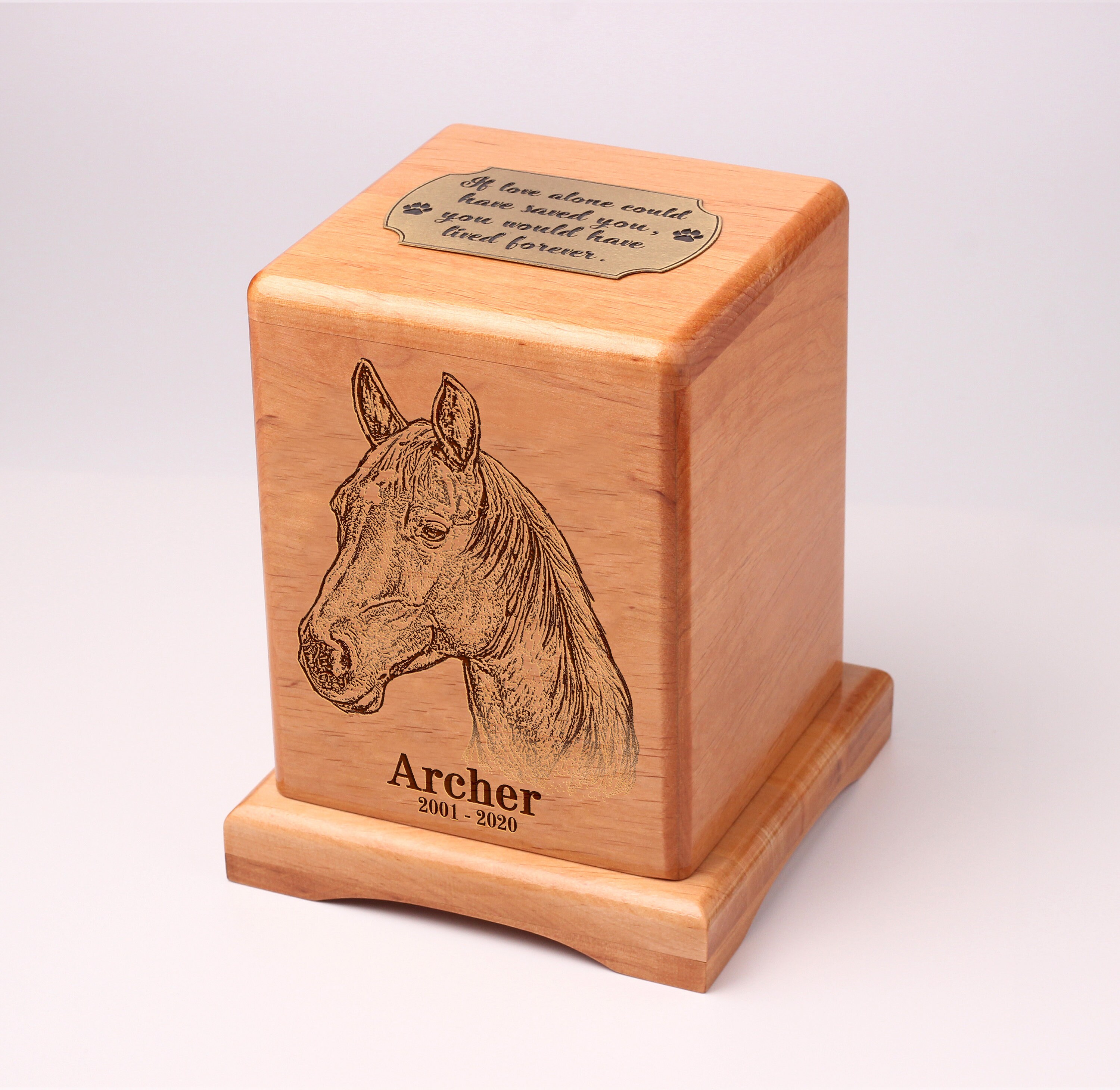 Horse Hair Keepsake Engraved Wooden Box Pet Cremation Urns Etsy