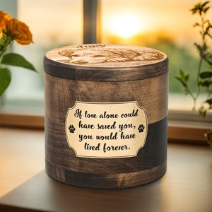 Pet Urns for Dogs Engraved Keepsake Box for Dog Ashes Personalized Memorial Wood Box