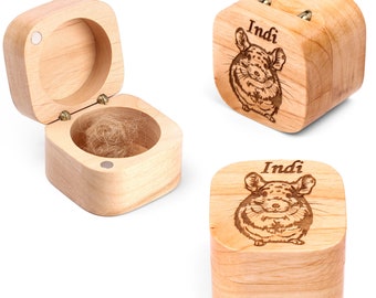 Pet hair small keepsake for lost pet, Chinchilla name memorial, Pet  paw print wooden keepsake box, Pet rabbit memorial, Pet loss gifts