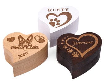 Dog hair keepsake Custom wooden box, Pet hair locket memory engraved  keepsake box, Dog condolence gift