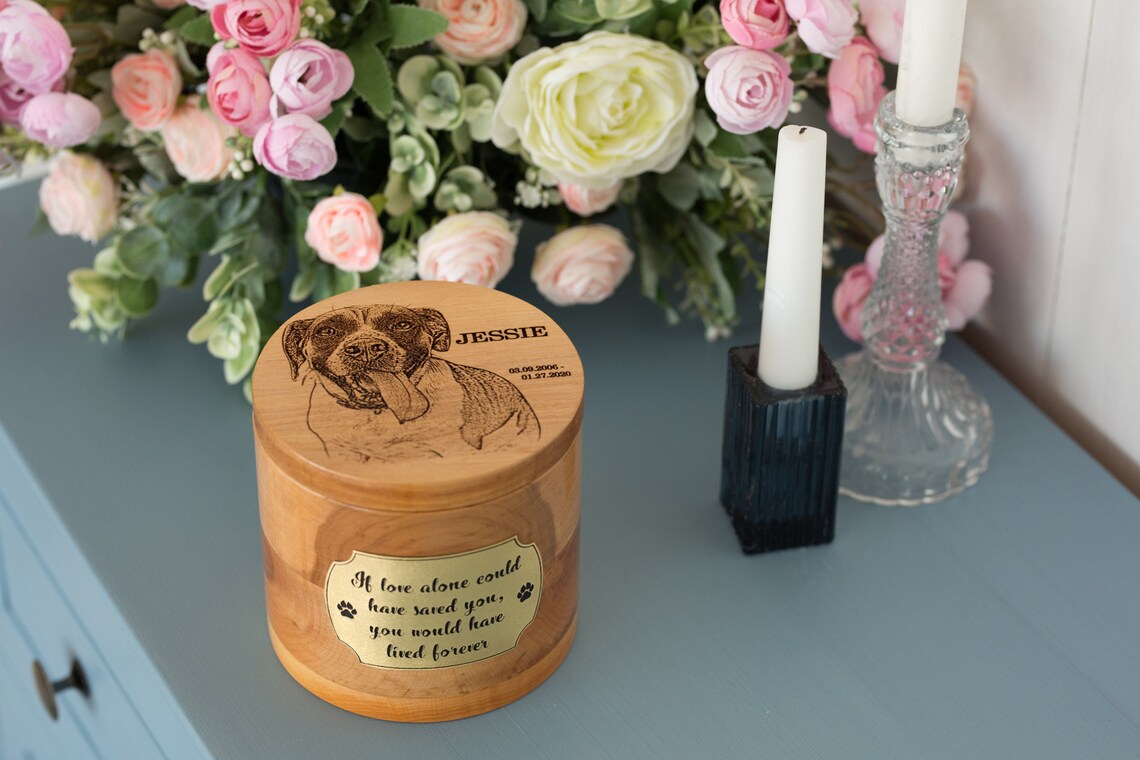 Dog ashes box Wooden urn Dog parent gift Etsy