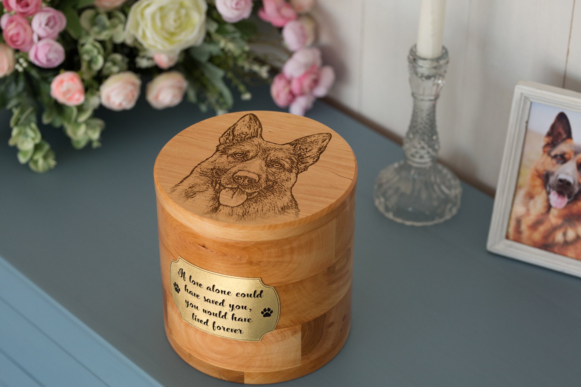 Wood box with lid Dog urn for ashes Engraved wooden box Etsy