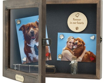 Dog memorial frame, Custom shadow box, Dog remembrance gift