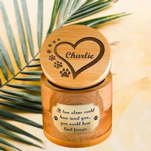 Personalized Pet Memorial Urn - Engraved Wood Keepsake Box for Dog Ashes