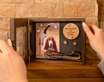 Dog memorial frame, Custom shadow box, Pet hair memorial