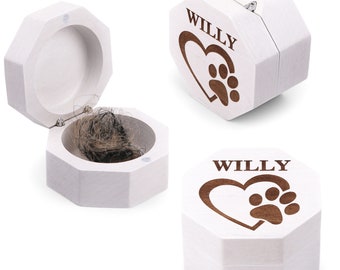 Small wooden keepsake box, Pet teeth keepsake Dog fur memorial, Cat sympathy gift Dog parent gift