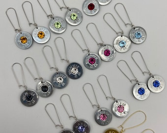 12 Gauge Shotgun Shell Bullet Earrings with Swarovski Crystals