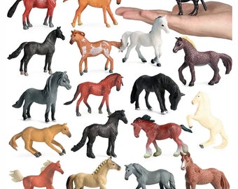 Horse Pony Miniature 18pcs pet animal mini figures ponies horses playset cake topper set figurine scale model toy realistic small little