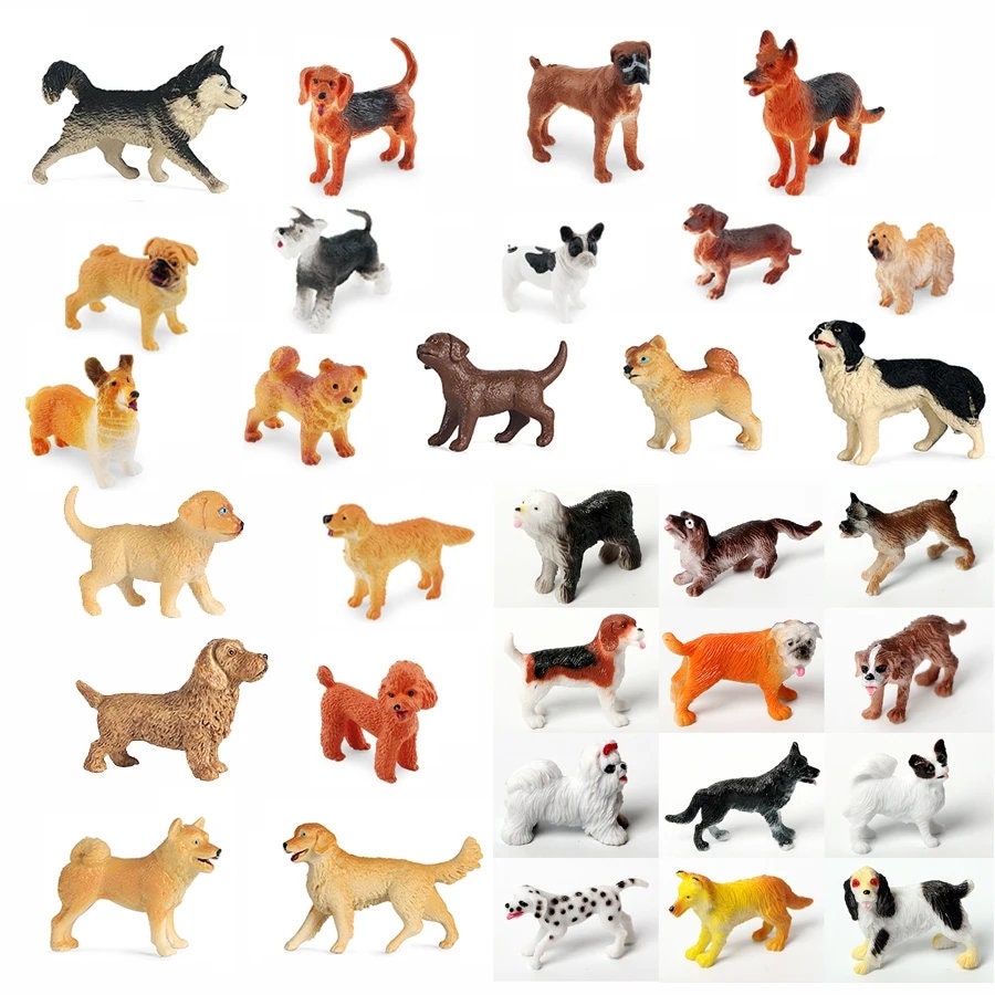 Dog Miniature puppy pet animal mini figures playset cake topper set figurine scene dollhouse puppies toy canine plastic small little tiny