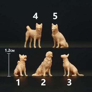 Unpainted Miniature Dog Figure, 1:43/64/87 Scale Model image 1