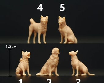 Dog Blank Unpainted 1:43/64/87 scale model miniature Golden retriever Husky alsatian german shepherd Bulldog pitbull pet mini figure small