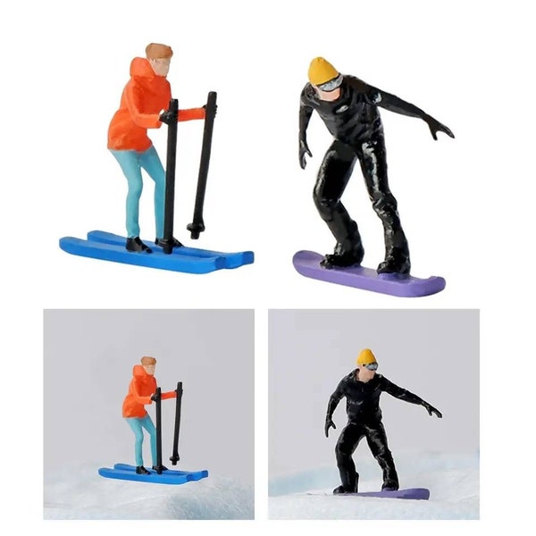 Miniature snowboarding snowboard 1:64 people Skiing speed mini Winter olympics figure sports snow scene Scale Model little diorama small