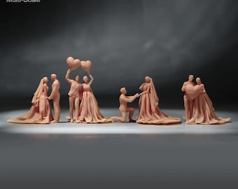 Unpainted Bride and Groom blank 1:87/64/43/24 HO S O G scale model DIY MINI Cake Topper romantic figures couple love diorama tiny engagement