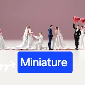 MINI Bride and Groom figurines 1:87/64/43/24 MINIATURE scale figures Cake Topper wedding decoration crafts marriage proposal little Mini