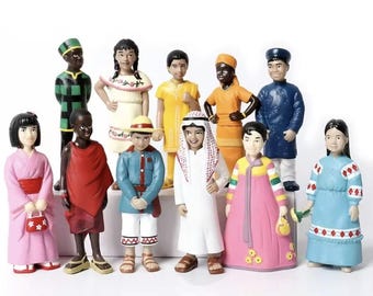 Auf der ganzen Welt National Charakter 1:12 multikulturelle Menschen Figur koreanische japanische indische arabische Krippe kleine Mini Miniatur Puppe Spielset