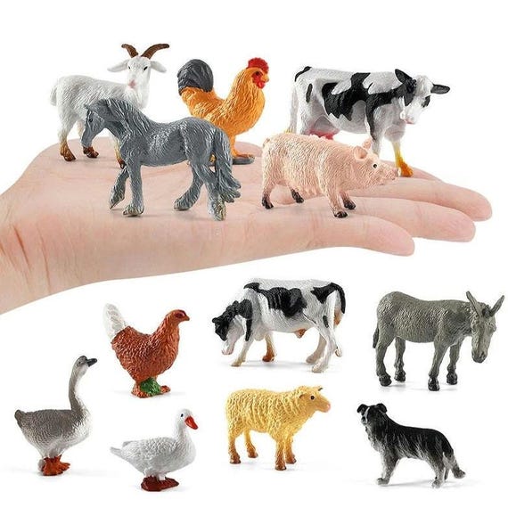 LANSKYLAN Lot de 23 figurines d'animaux de la ferme - En plastique - Pour la ferme - Miniature - Jouet éducatif - Gâteau - Cupcake - Pour la ferme, un anniversaire, une