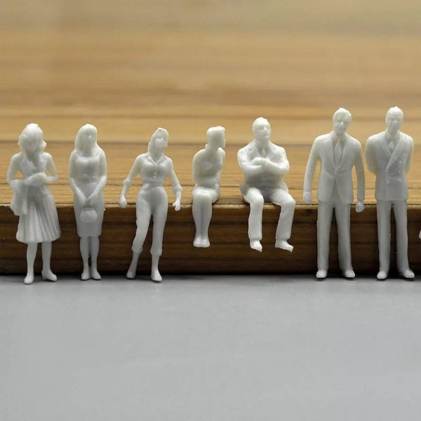 Blanko-Miniaturmenschen, 8–76 mm, Maßstab 1:25/50/87/76/150/200, Modell, unbemalte Figur, Micro Tiny Mini, kleine kleine stehende, sitzende Figur