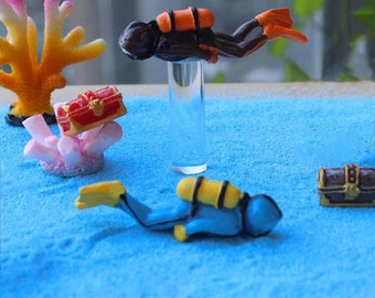 Scuba diver small 6.5cm diving miniature little people figure  ocean sea explorer underwater figurine scenery swimming model Figure mini