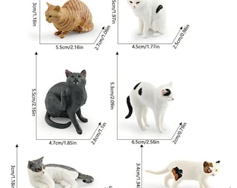 Figura de gato en miniatura: modelo de casa para gatitos, gatito de plástico para casa de muñecas