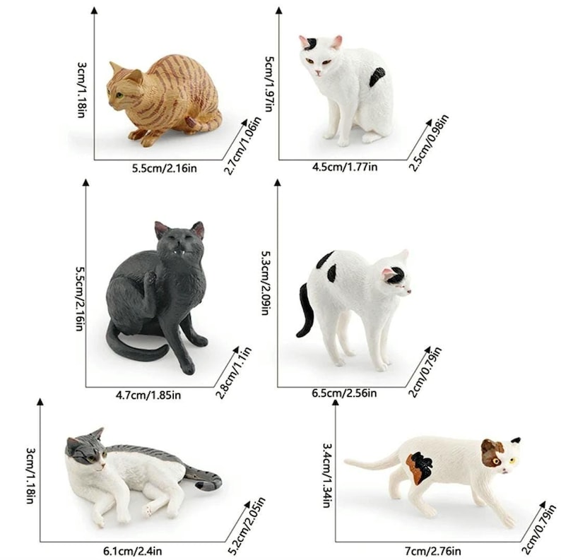 Miniature Cat Figurine: Kitten House Model, Dollhouse Plastic Kitty image 1