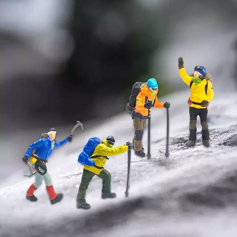 3 Pièces 1:64 Échelle Miniature Modèle Ski Figures Micro Paysage