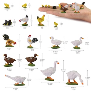 DUCKS GEESE CHICKENS 1:43 scale 15/30 chick cockerel goose hens farm animal miniature mini figure model little country pond water lake scene