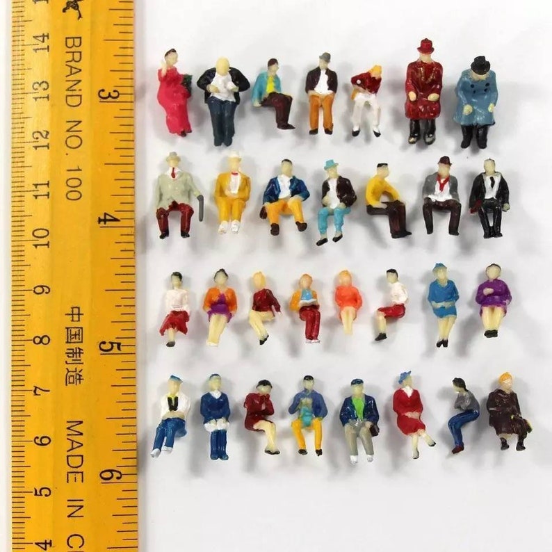 PEOPLE Miniature little 1:87 50pcs Humans ALL SEATED Passengers Scale Model Figurine landscape scenery accessories mini Tiny scene Scenery