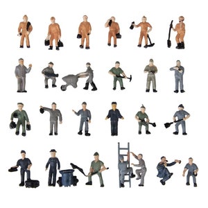 Worker PEOPLE Miniature 2cm 1:87 scale model labourer Railway Builder building site workers HO guage little diorama scenery mini small