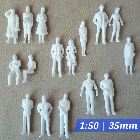 Unpainted Miniature People Figures, 1:50 O Scale, DIY Diorama
