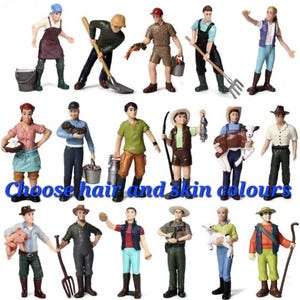 Figuras de granja de granjero de 7 a 10 cm, minimodelo de casa de muñecas, juego familiar de agricultores, escena agrícola en miniatura, pequeño, de pie al aire libre.
