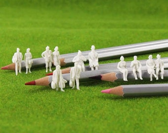 Blank People Miniature 1:87 HO guage scale 20mm scale model 2-100 unpainted Figures sitting standing men women city mixed Mini Small little