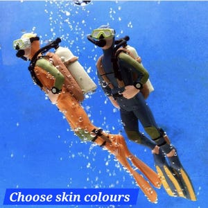 Scuba diver figure 13cm ocean diving people miniature model bath tank small play toy little sea explorer underwater water scene marine
