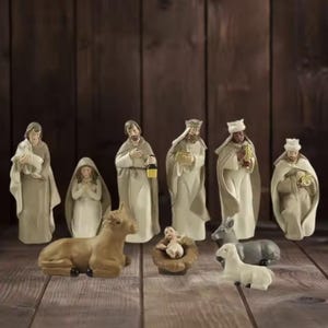 Nativity scene figurine 12cm Christmas figure birth of Christ Baby Jesus manger Mary Joseph Three wise men Xmas decoration little small