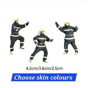 firemen fireman firefighters emergency workers 25-42mm 1:72/43/50 miniature people model mini figures city fire diorama Small little scene