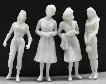 Unpainted Miniature People Figures: DIY Diorama Model (76mm, 36mm, 25mm, 18mm, 13mm)