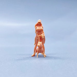 Woman american pitbull dog 1:18/24/35/50/64 scale model Blank Unpainted miniature bully xl pittie pet animal mini figure small little