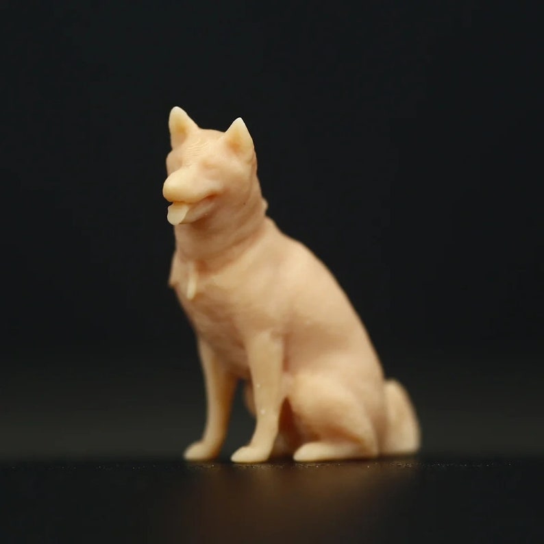 Unpainted Miniature Dog Figure, 1:43/64/87 Scale Model image 6
